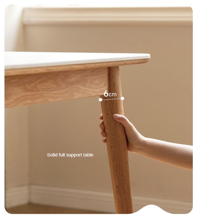 Oak Solid Wood Dining Table With Rock Slab Surface