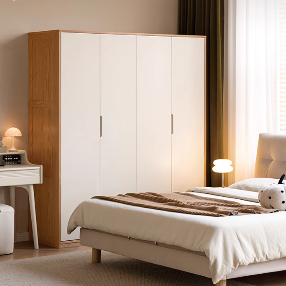 Oak Solid Wood Log Cream Style Wardrobe.