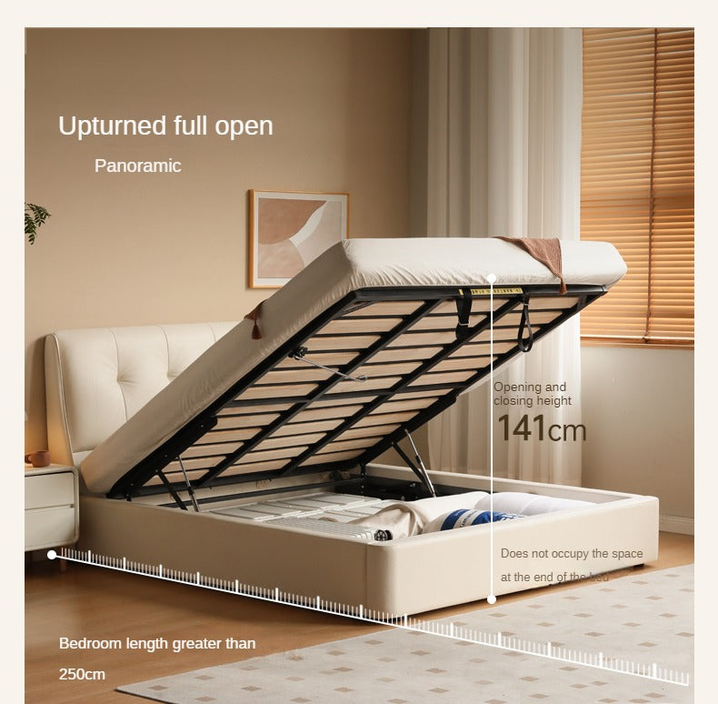 Leather Cream Soft Box Bed