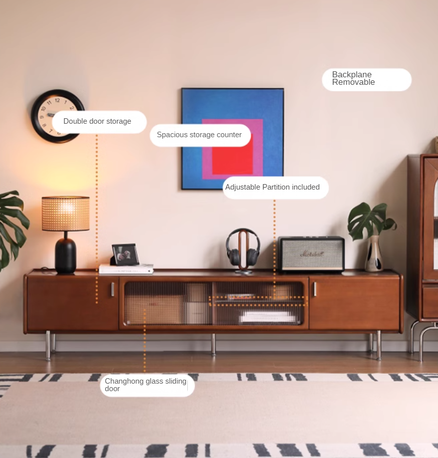 Poplar Solid Wood Retro High Locker TV Cabinet.