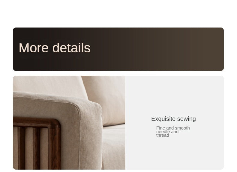 Ash Solid Wood Floor Fabric Tofu Block Sofa.