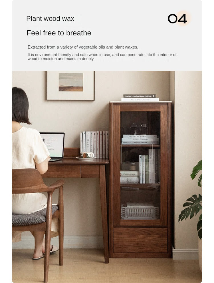 Black Walnut, Sandalwood Solid Wood Rock Slab Side Cabinet