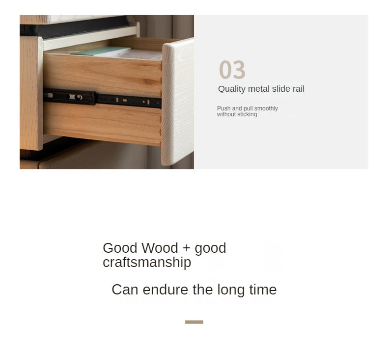 Oak Solid Wood Light Luxury Side Cabinet.