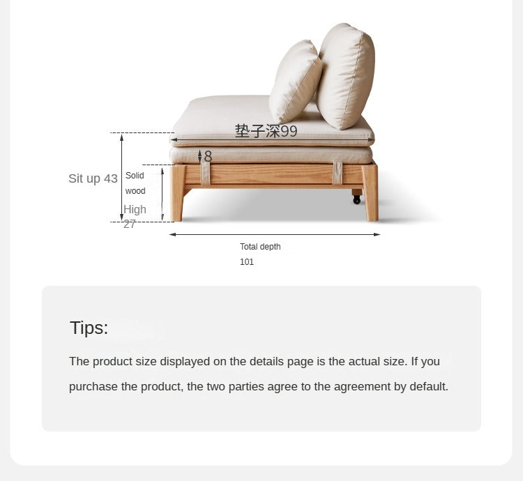 Sofa bed oak solid wood+