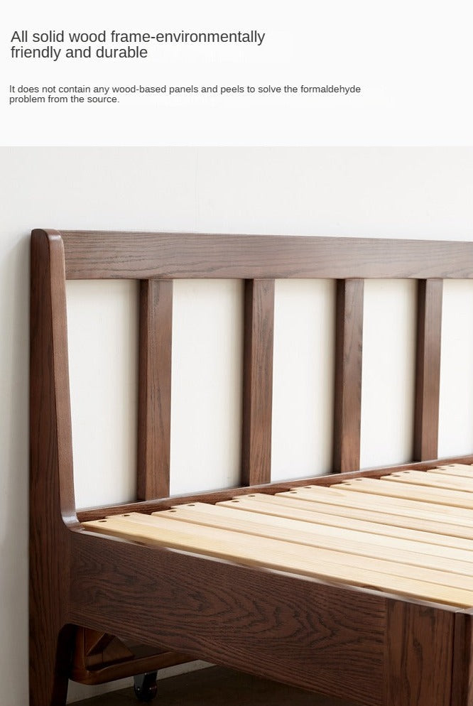 Oak Solid Wood Sofa Bed Dual-purpose Foldable Telescopic Bed
