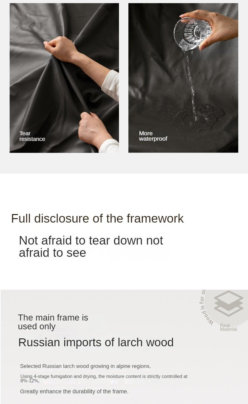 Leather First Layer Yellow Cowhide Piano Key Leather Sofa,