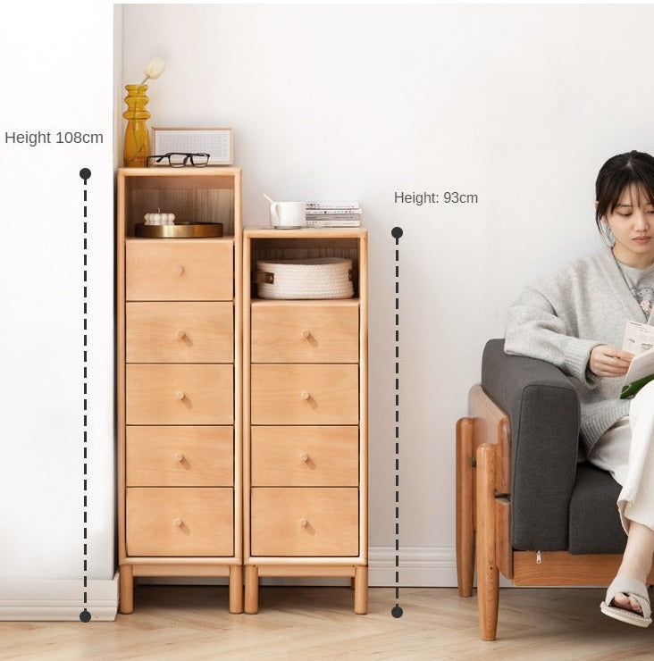 European Beech Solid Wood Storage Side Cabinet Combination