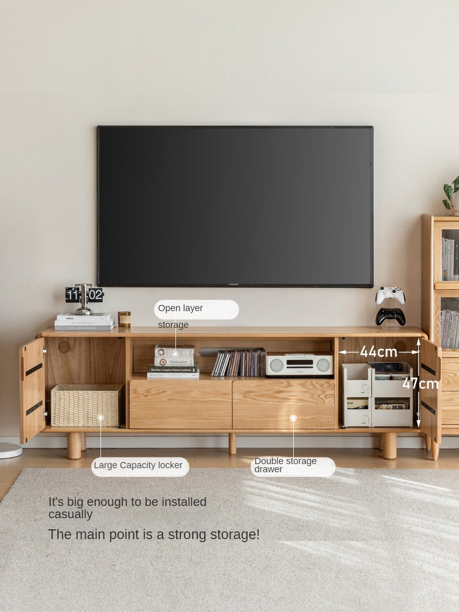 Oak Solid Wood Tall TV Cabinet.