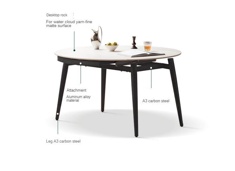 Folding Rock Table Metal Legs Light Luxury Round Dining Table