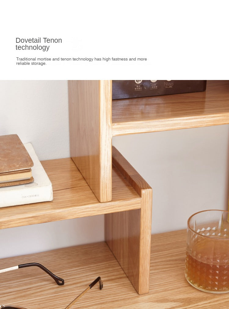 Oak, Rubberwood Solid Wood Small Bookcase Simple Study Telescopic Organizing Shelf Nordic<