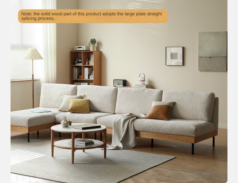 Oak Solid Wood Corner Down Sofa Japanese Style.