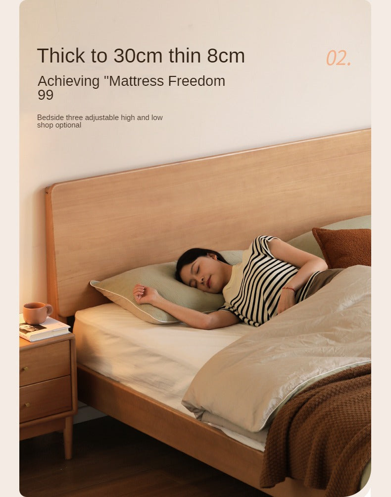 Poplar Solid Wood Modern Large headboard Bed