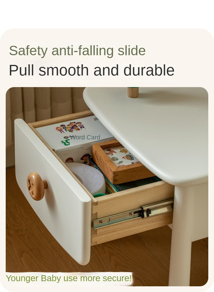 Beech, Rubber Solid Wood Modern Children's Nightstand