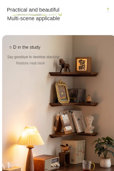 Oak, Cherry, Black Walnut Solid Wood Corner Rack, Bookshelf