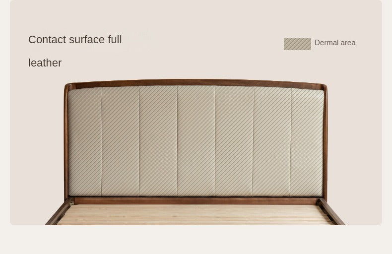 Black Walnut, Ash Solid Wood leather Simple High Soft Back Bed