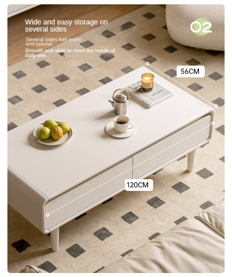 Rubber Wood Cream Coffee Table