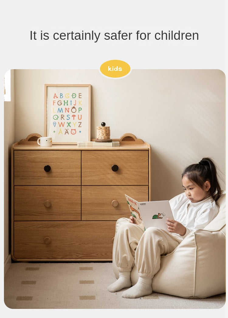 Oak Solid Wood Children's Drawer Cabinet