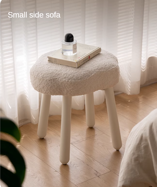 Beech, birch solid wood Nordic lamb velvet cloud makeup stool.
