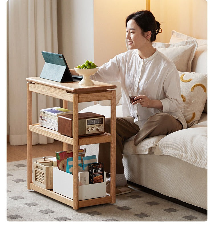 Oak Solid Wood Mobile Side Table