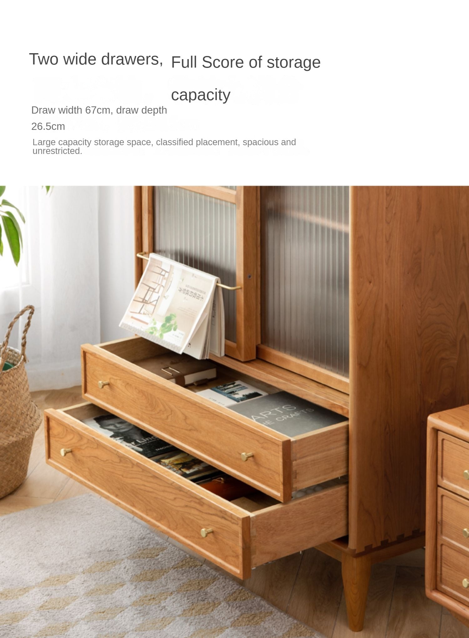 Cherry WoodRetro Side Cabinet Vintage Storage Cabinet