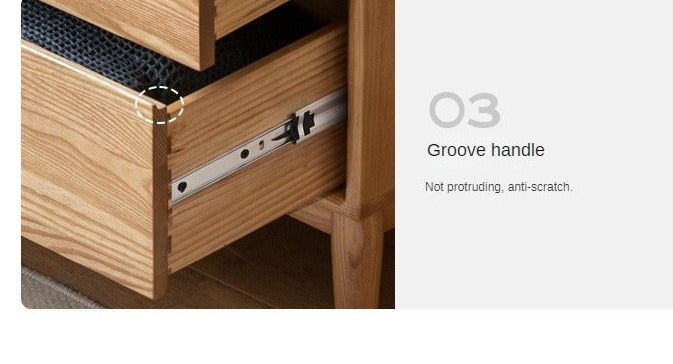 Ash Solid Wood Storage Drawer Cabinet)