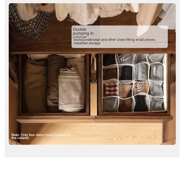 Black Walnut Solid Wood Wardrobe Combination.