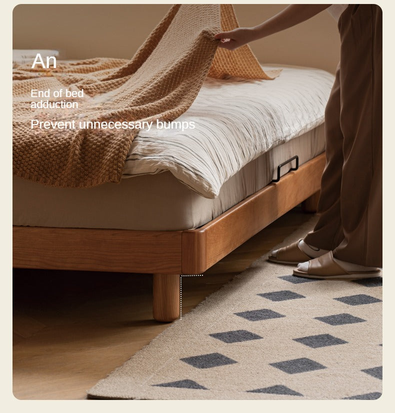Cherry Solid Wood fabric Soft Bed