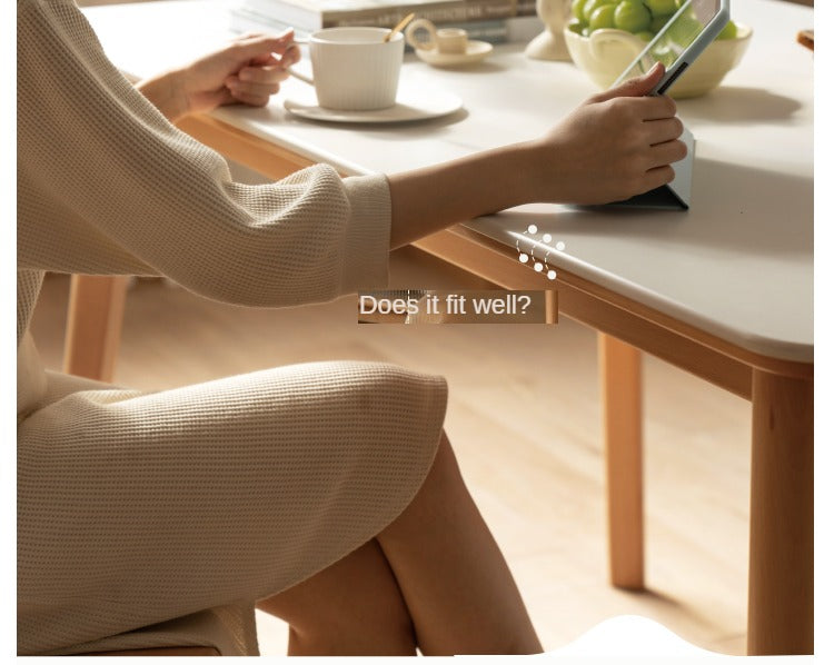Beech Solid Wood Dining Table With Rock Slab Surface