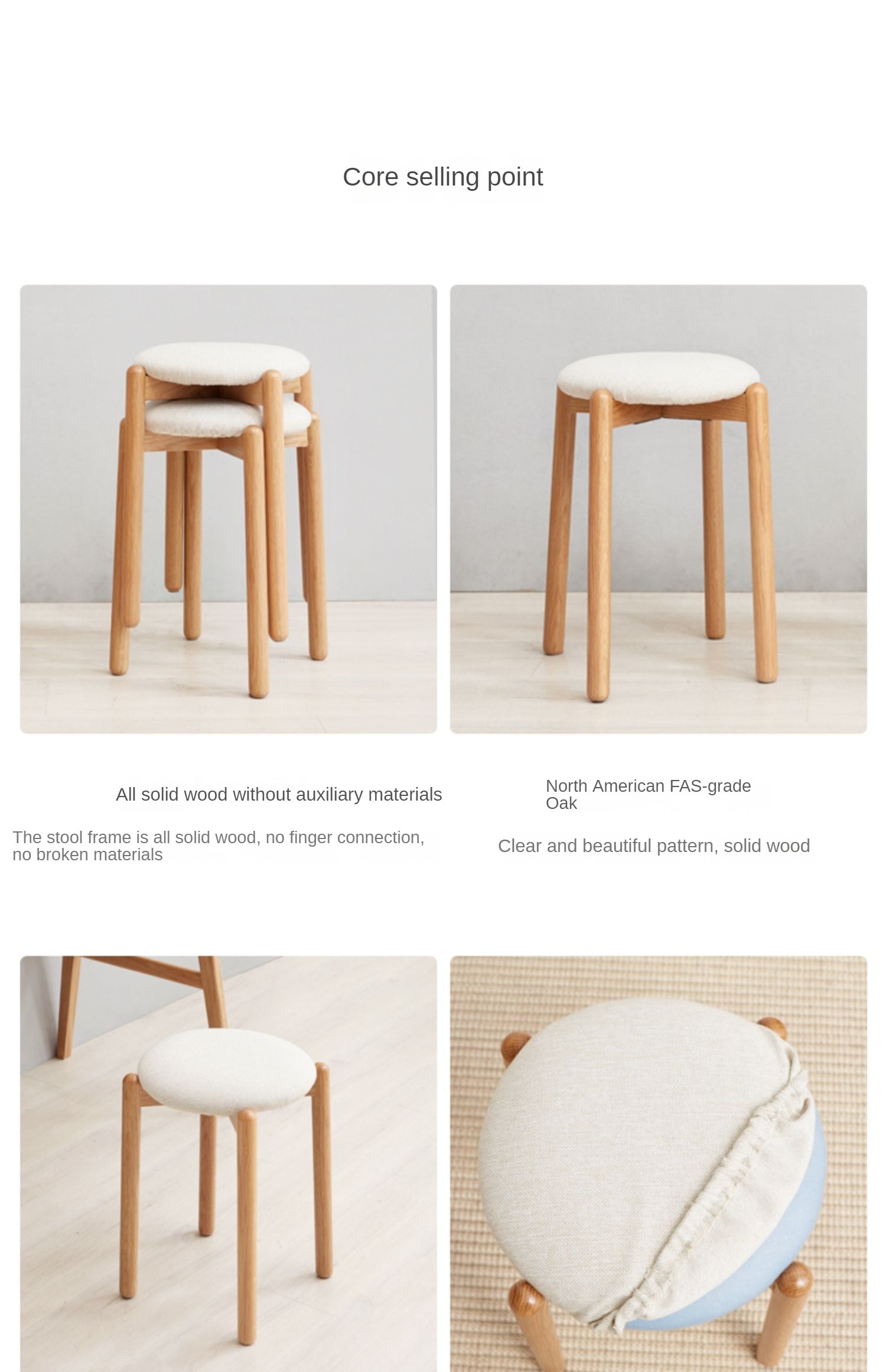 Oak solid wood Makeup stool Beech"