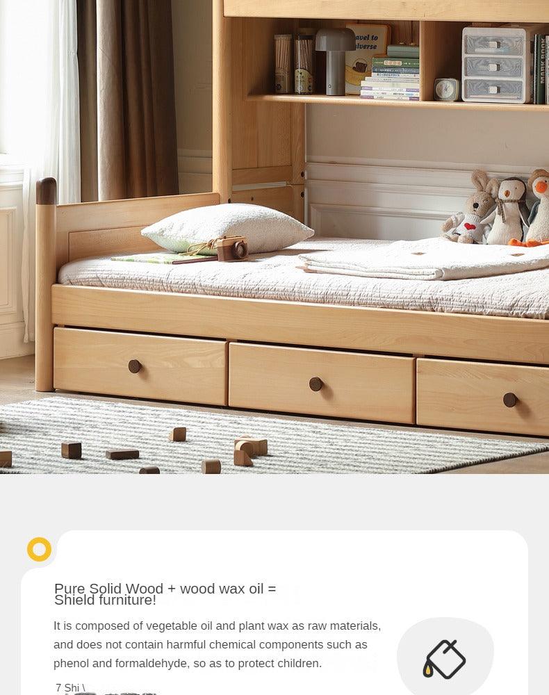 Oak solid wood Multi-function bed with storage