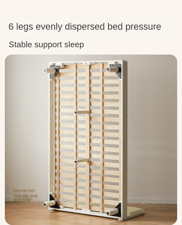 Rubber Solid Wood Children's White Cream Style Montessori Platform Bed.