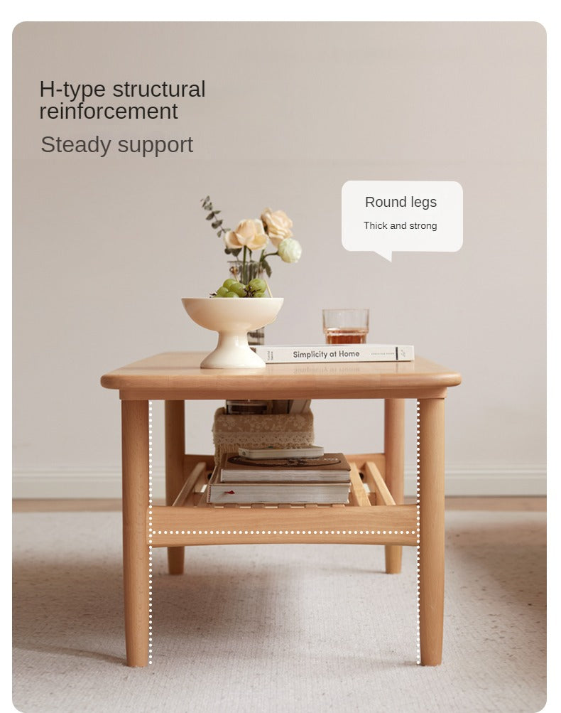European Beech Solid Wood Modern Coffee Table