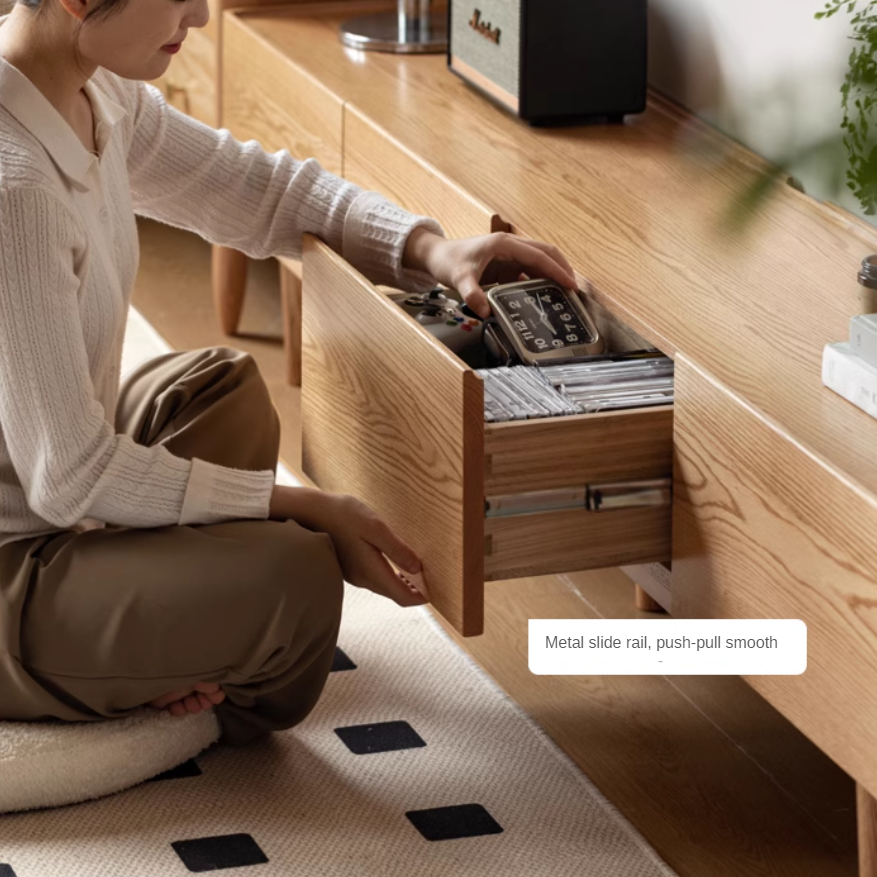 Oak Solid Wood Modern Locker Integrated TV Cabinet.