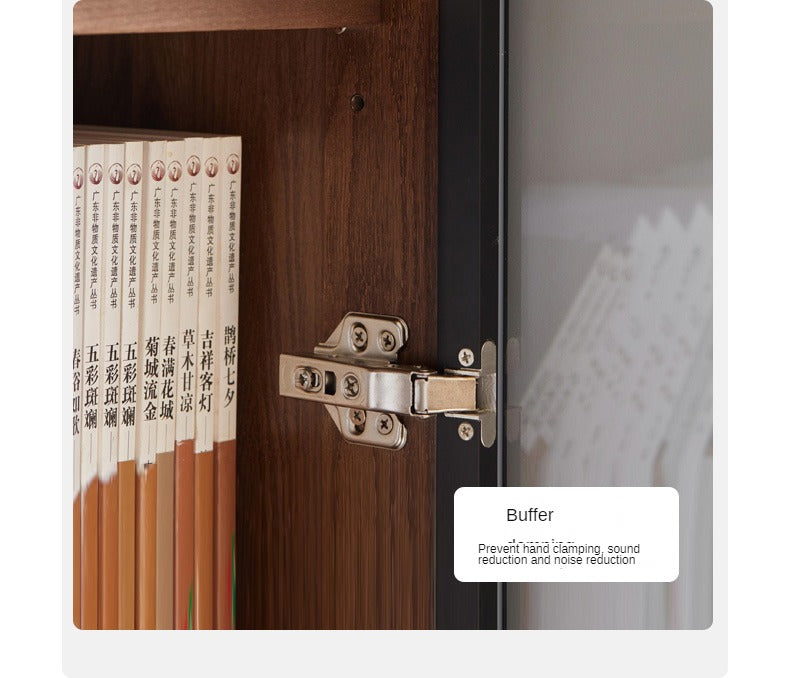 Solid Rubberwood, Oak Solid Wood Bookcase Modern With Glass Door