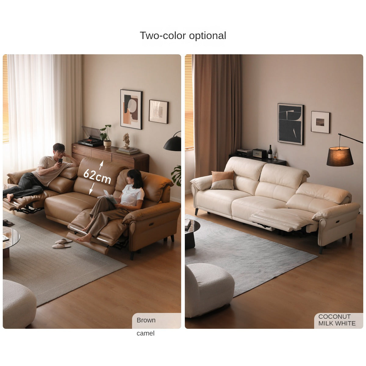 Leather Modern Simple Cowhide Down Sofa.