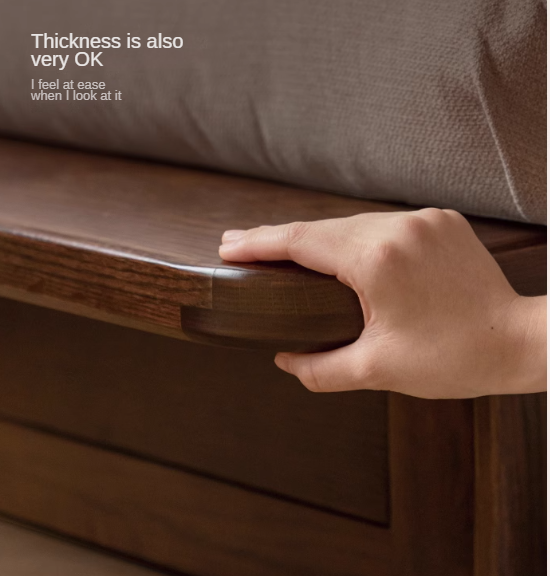 Oak Solid Wood Modern Fabric Sofa.