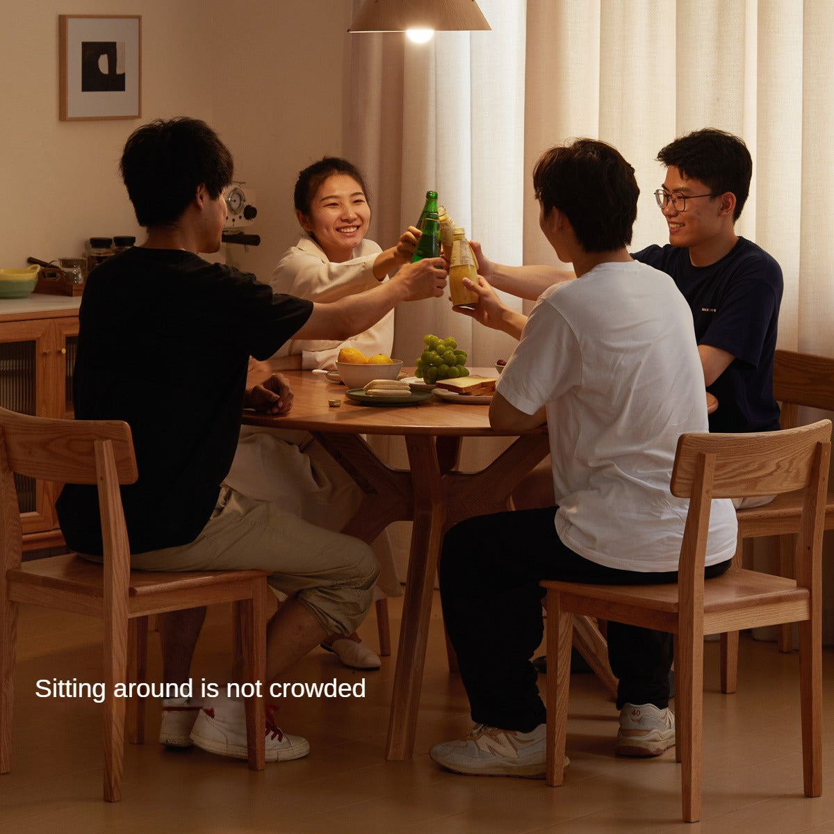 Oak Solid Wood Modern Minimalist Style Round Dining Table