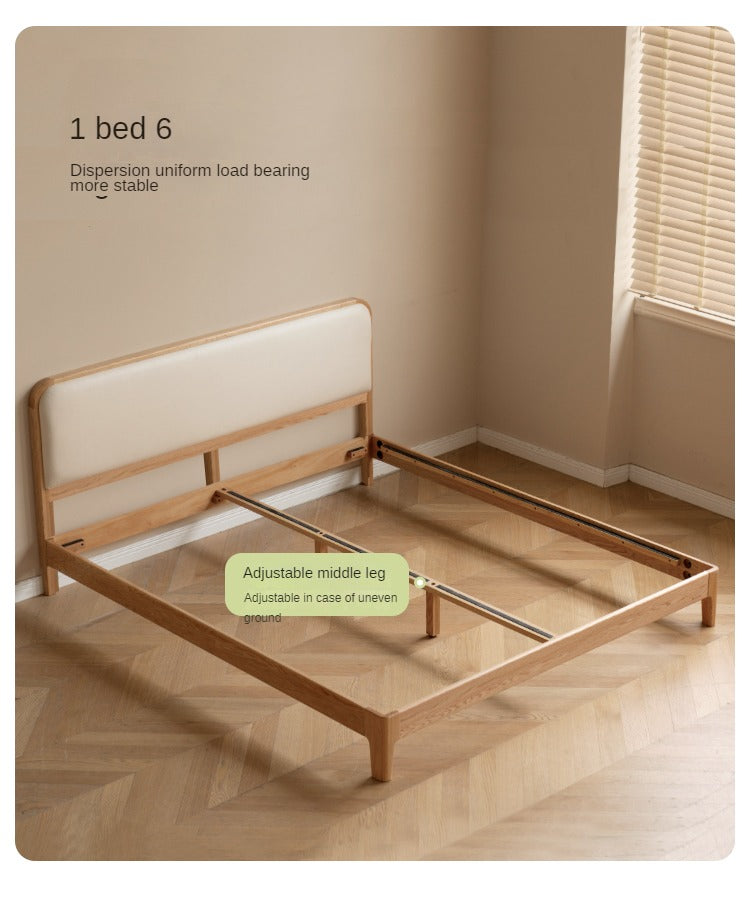 Oak, Rubber wood Solid Wood Bed Technology Fabric,Suede