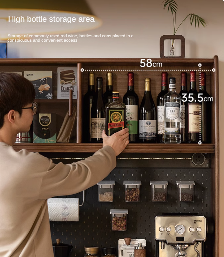 Black Walnut, Sandalwood Solid Wood Light Luxury Rock Plate Sideboard