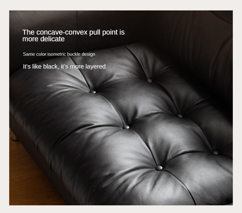 Leather Light Luxury Black Straight Sofa,
