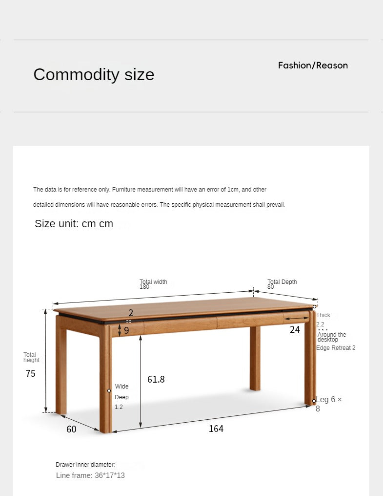 Cherry Solid Wood Color Large Office Desk