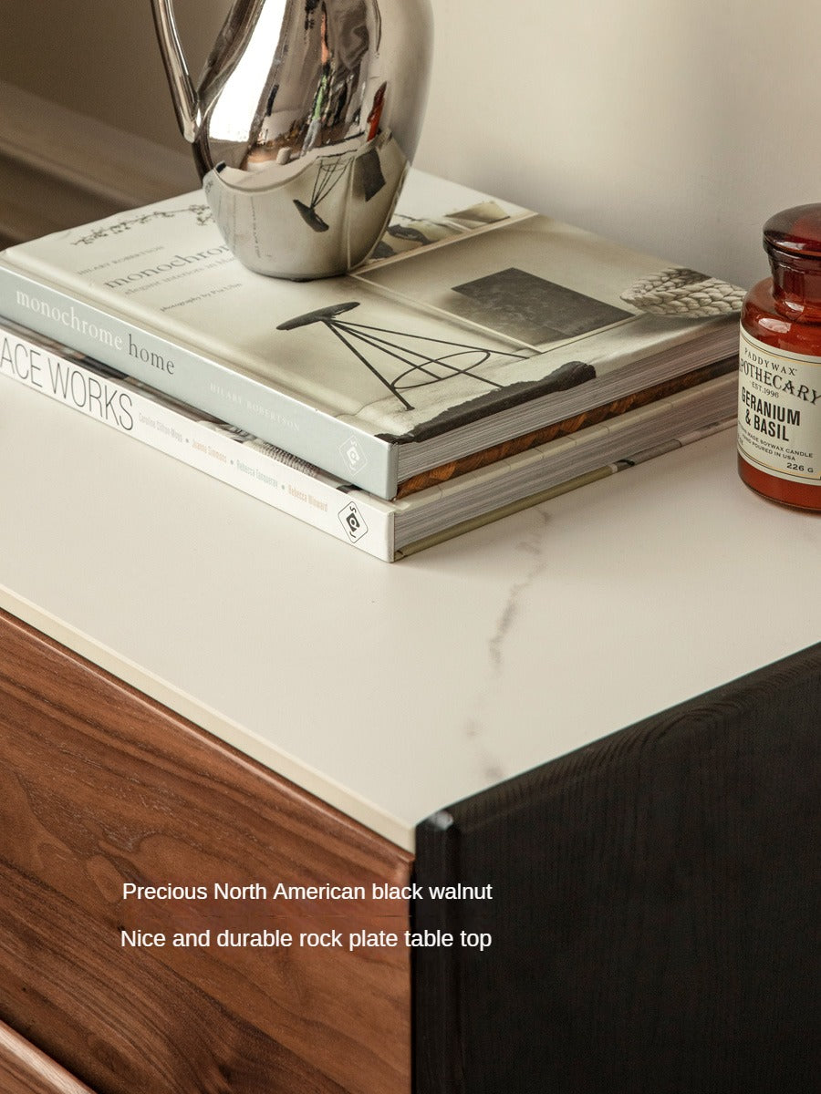 нет Black Walnut Solid Wood Slate Side Cabinet