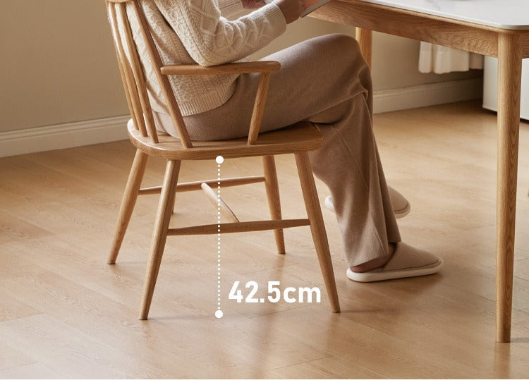 4 pcs Oak Solid Wood Dining Armchair Leisure Chair:
