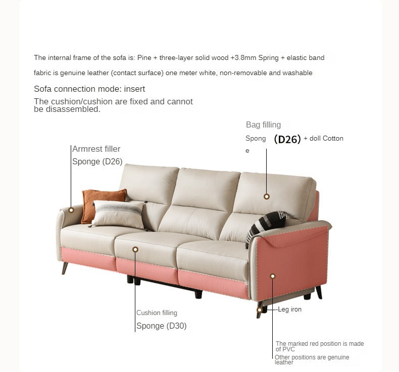 Genuine Leather Zero Wall Multifunctional Electric Sofa, Top Layer Cowhide Sofa.