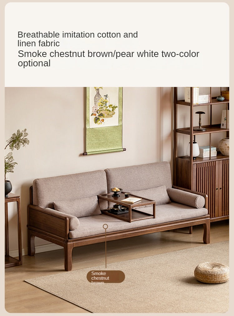 Black Walnut, Oak Solid Wood Dual Use Sofa,