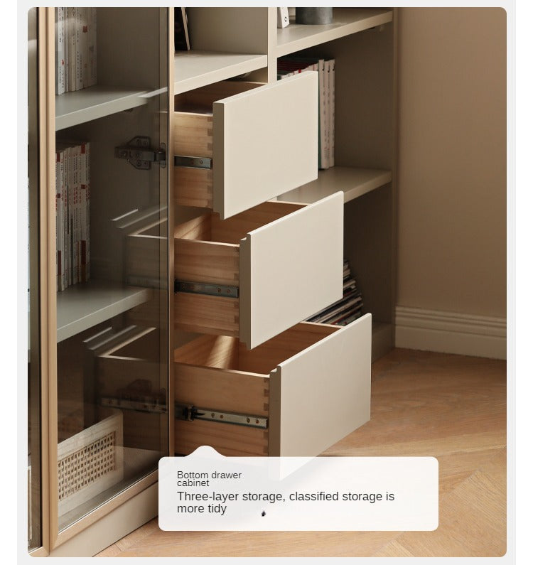 Poplar Solid Wood Bookcase Light Luxury Style