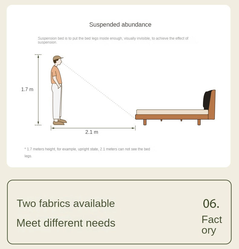 Cherry Solid Wood Leather Soft Suspended Bed