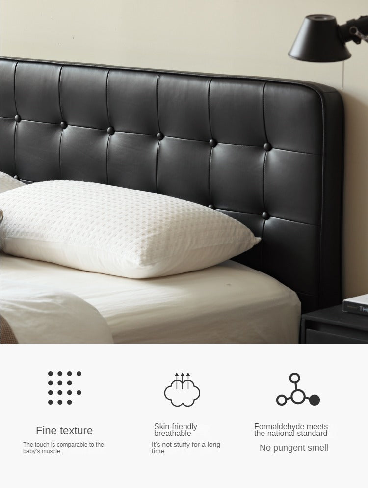 Black High-end Leather Suspension Bed
