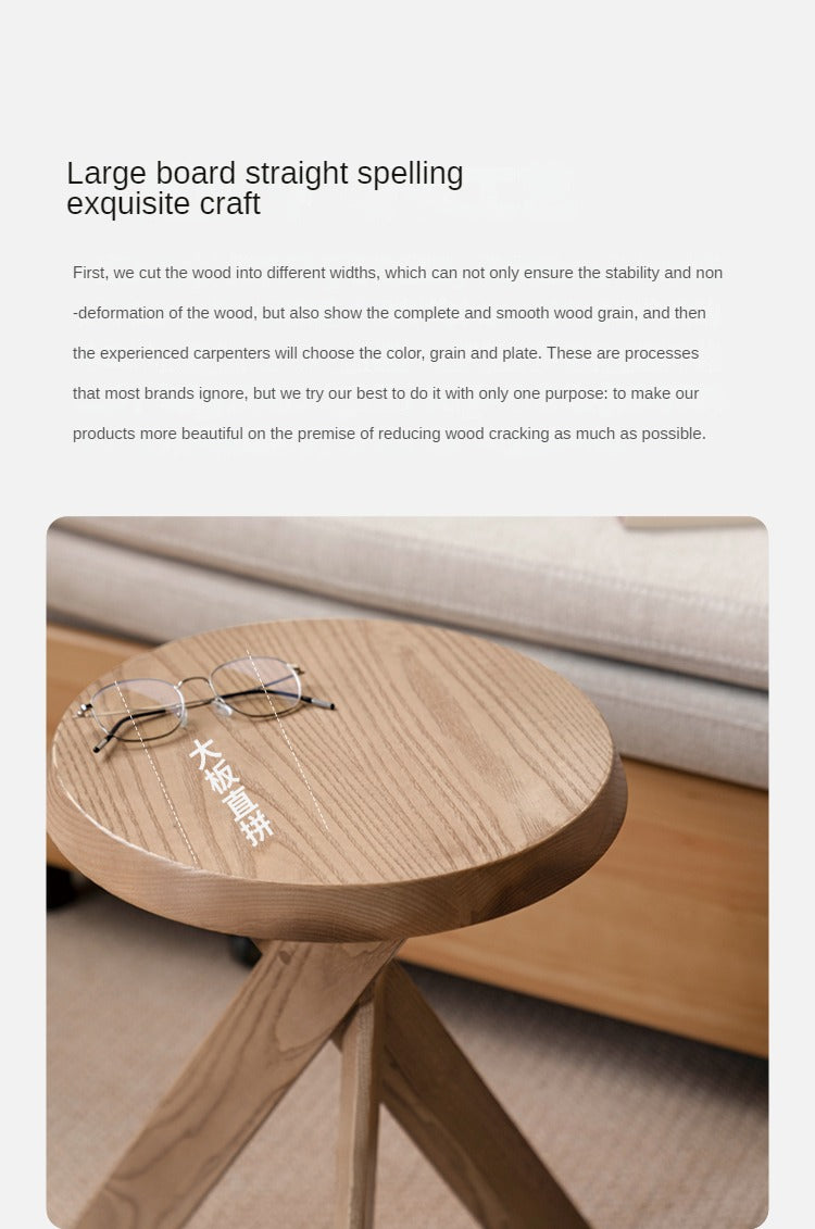 Ash, Poplar Solid Wood White Wax Wood Side Table