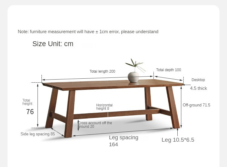 Ash Solid Wood Large Edge Table Dining